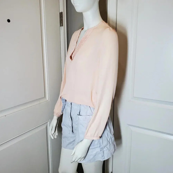 Spense Light Pink Peach Sheer V-Neck Blouse Women's Size Small EUC - Picture 4 of 15